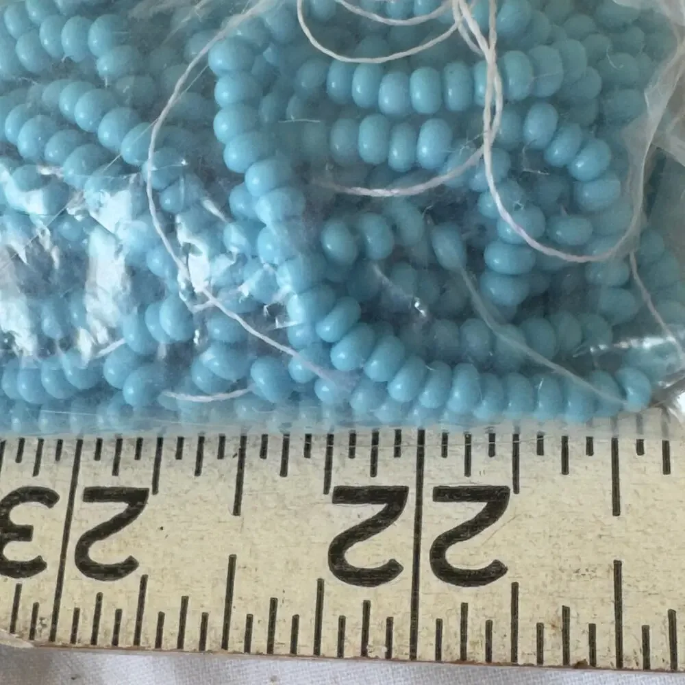 160 Grams Mixed Lot Red and Blue Rocaille Glass Seed Beads on Hank Vintage
